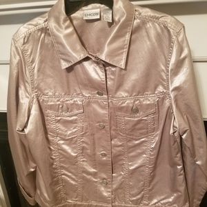 Chico's Gold Shirt Jacket Size 2 Long Sleeve